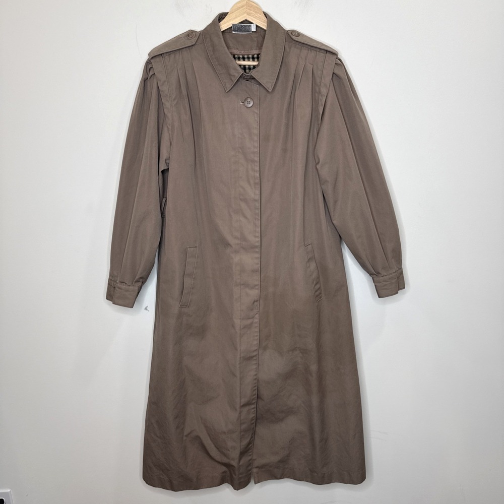 Vintage British Mist Lined Trench Coat Jacket Long Classic Heritage Women's 16